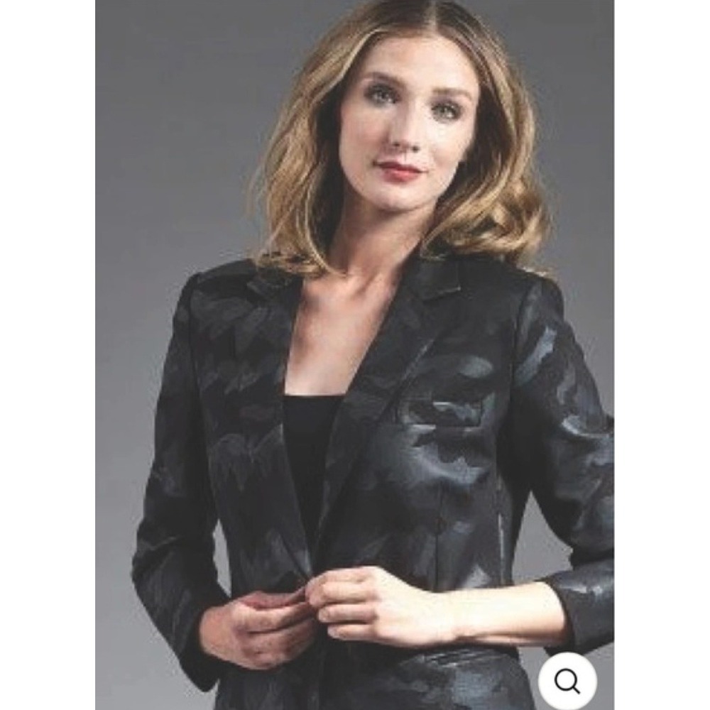 Insight New York Womens Black Camouflage Single Button Blazer‎ Jacket Size 8